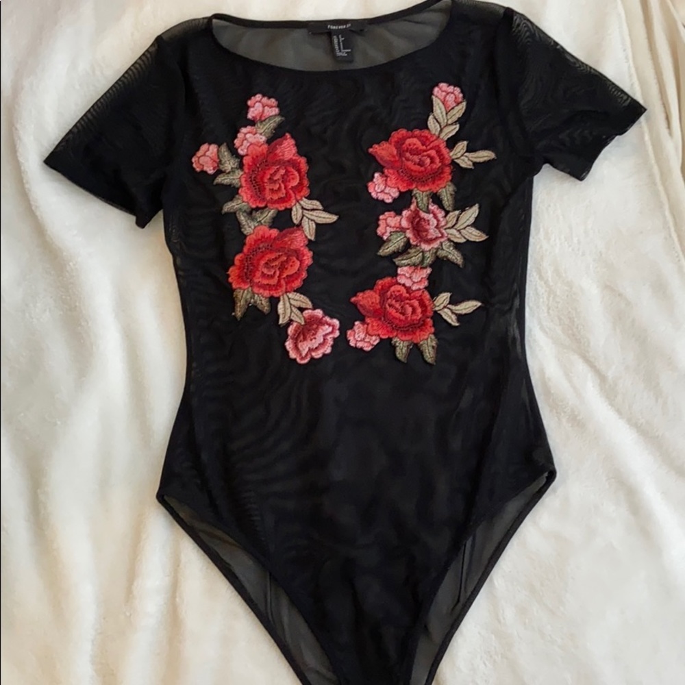 Mesh floral bodysuit